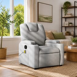 Light Grey Fabric Massage Recliner Chair with Vibration
