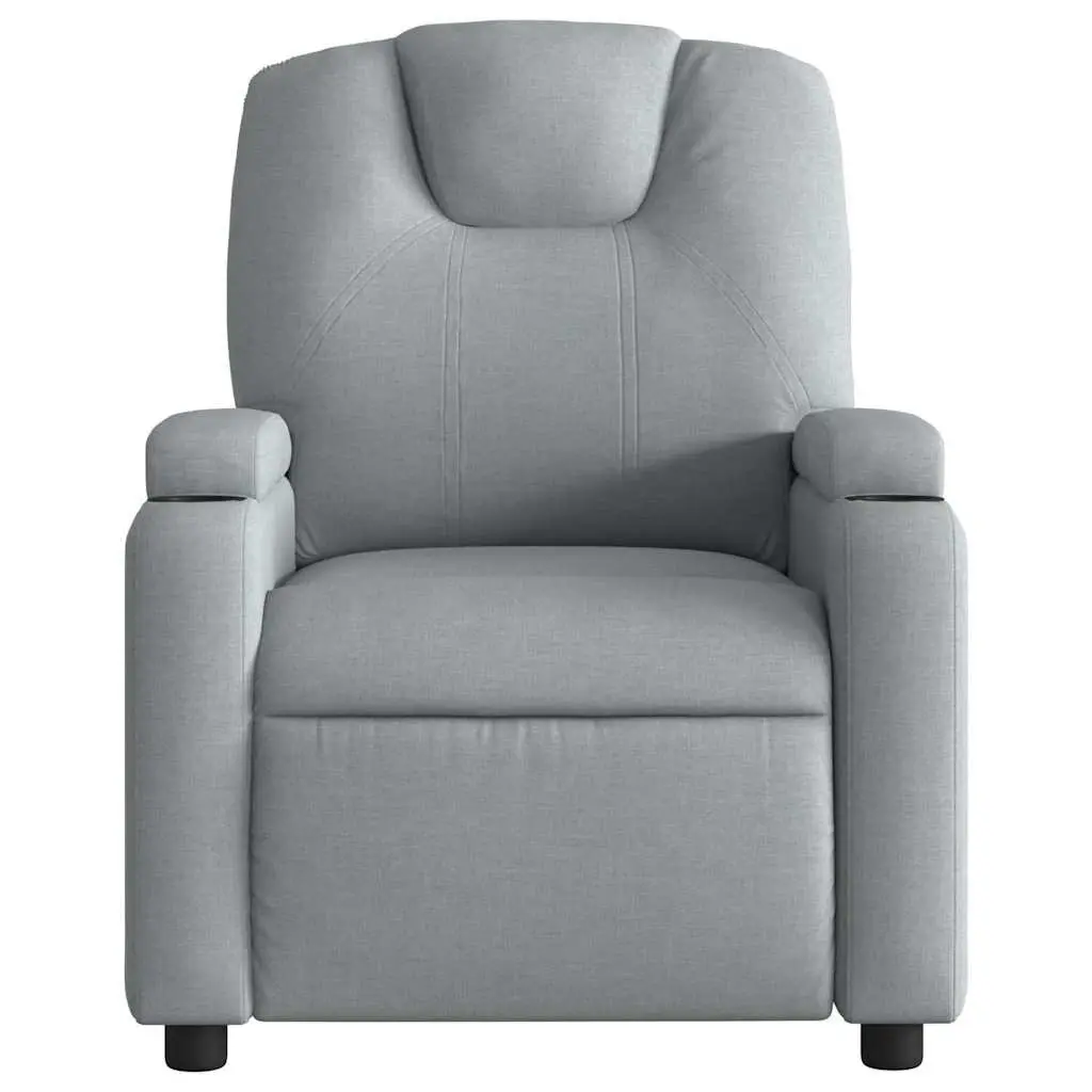 Massage Recliner Chair Light Grey Fabric Manual Recline Vibration Armchair