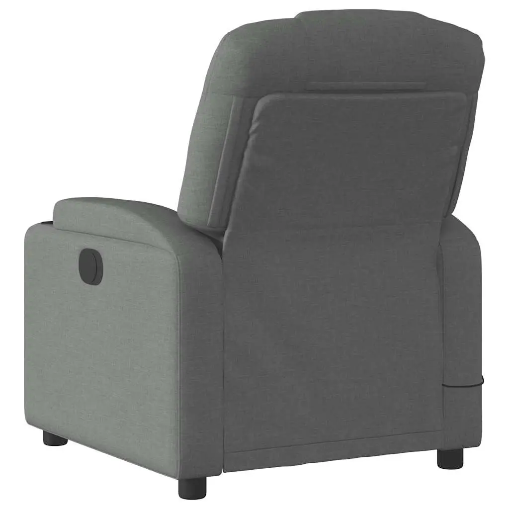 Massage Recliner Chair Grey Fabric Manual Reclining Armchair Vibration Massage