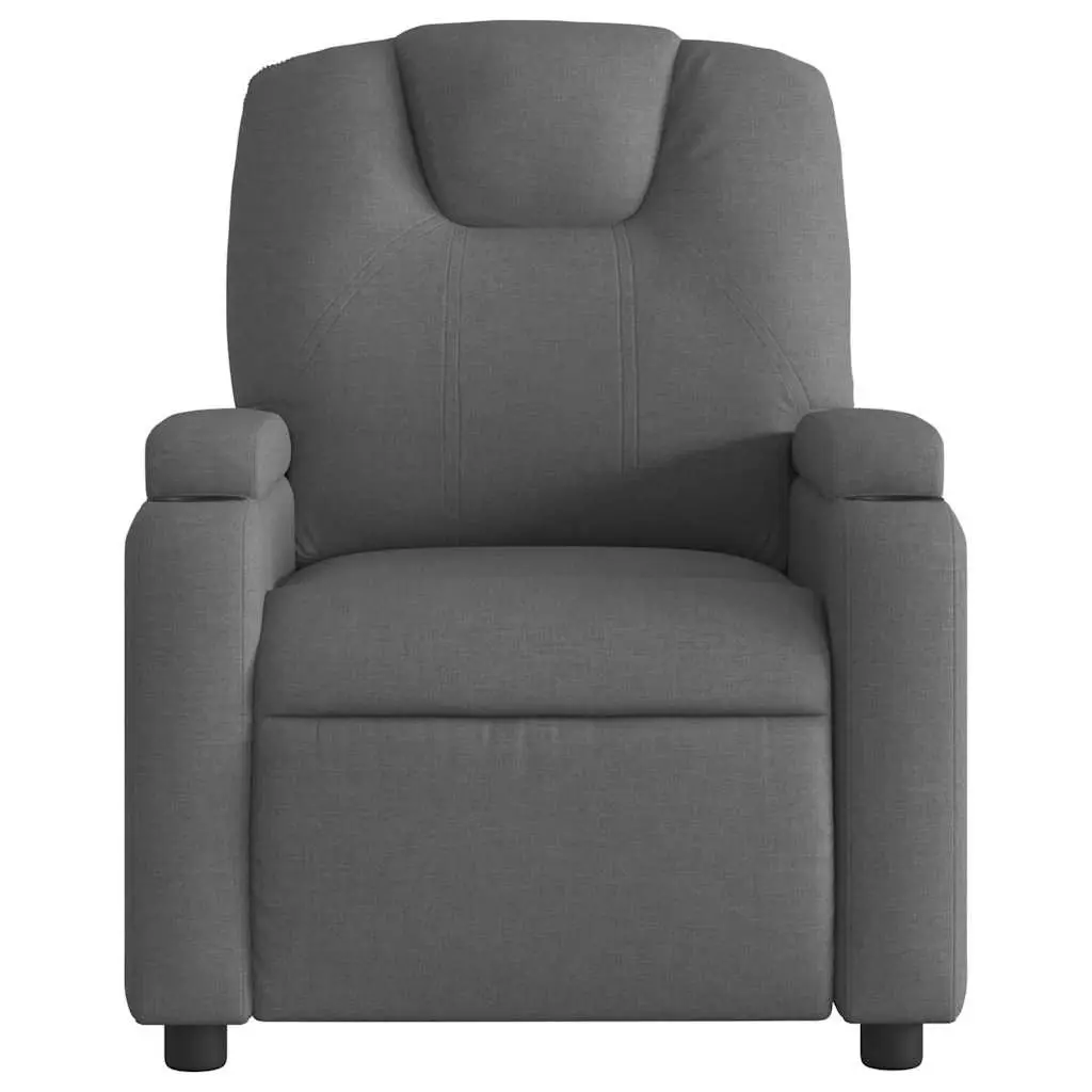 Massage Recliner Chair Grey Fabric Manual Reclining Armchair Vibration Massage