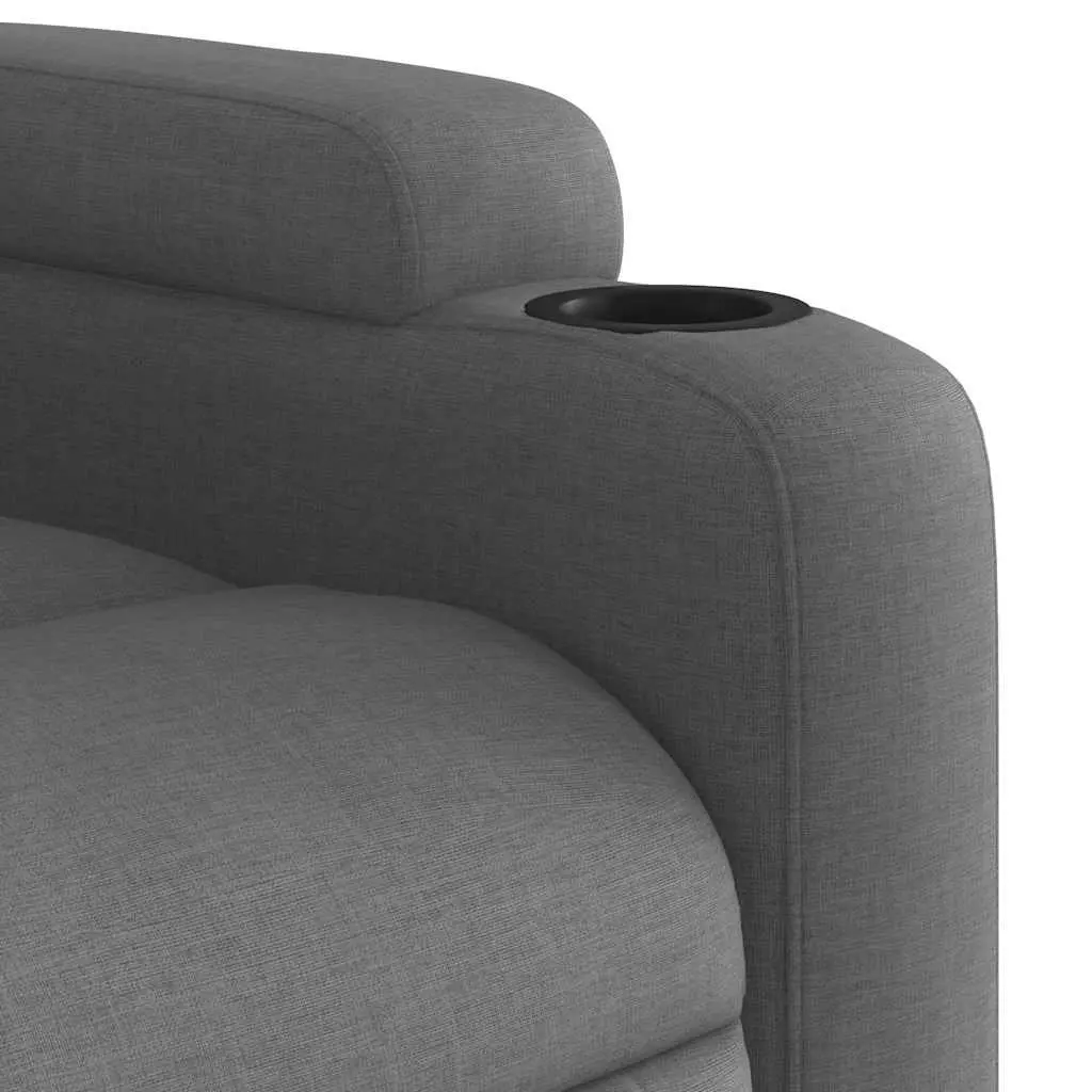 Massage Recliner Chair Grey Fabric Manual Reclining Armchair Vibration Massage