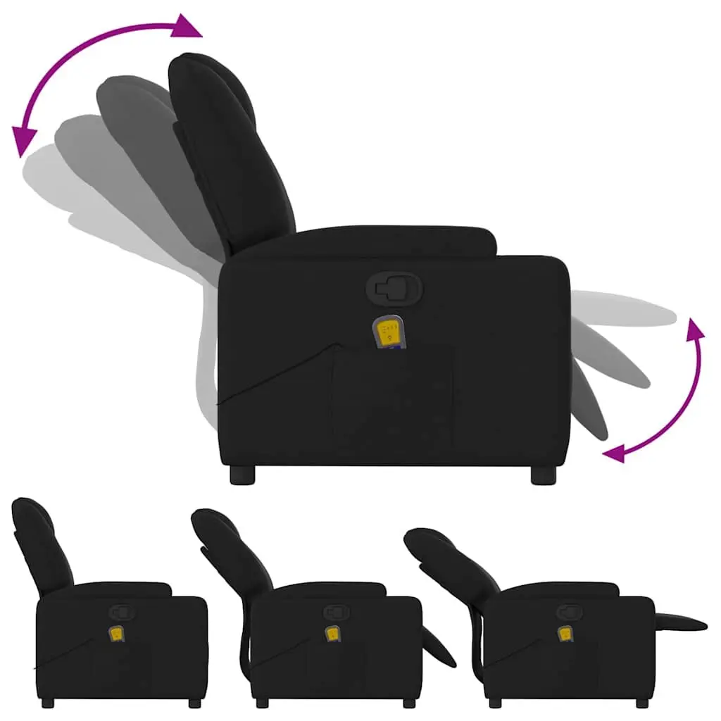 Massage Recliner Chair Black Fabric Manual Reclining Armchair with 6 Massage Points