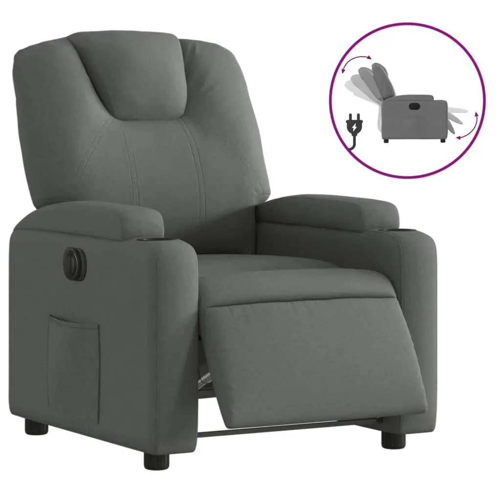 Electric Recliner Chair Grey Fabric 135 Degrees Automatic Backrest Footrest