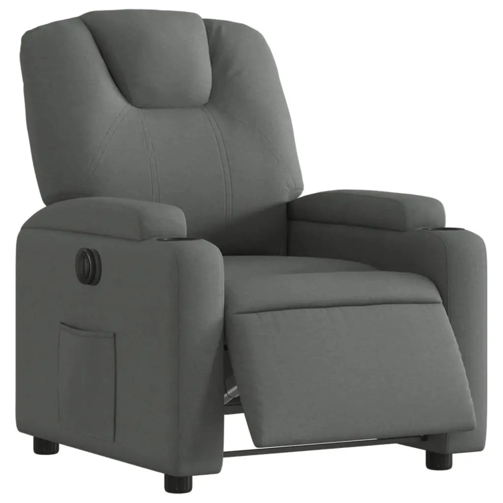 Electric Recliner Chair Grey Fabric 135 Degrees Automatic Backrest Footrest