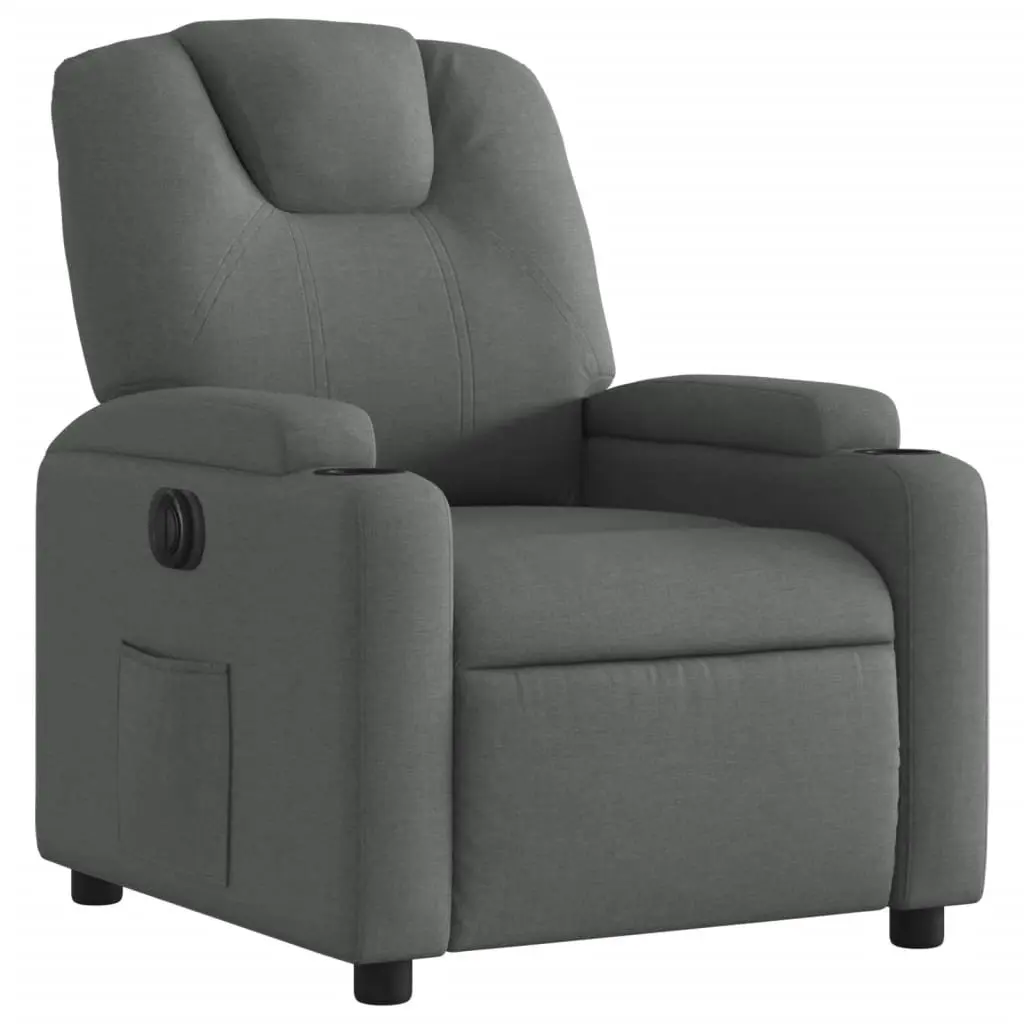 Electric Recliner Chair Grey Fabric 135 Degrees Automatic Backrest Footrest