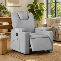 Grey Fabric Electric Massage Recliner Chair