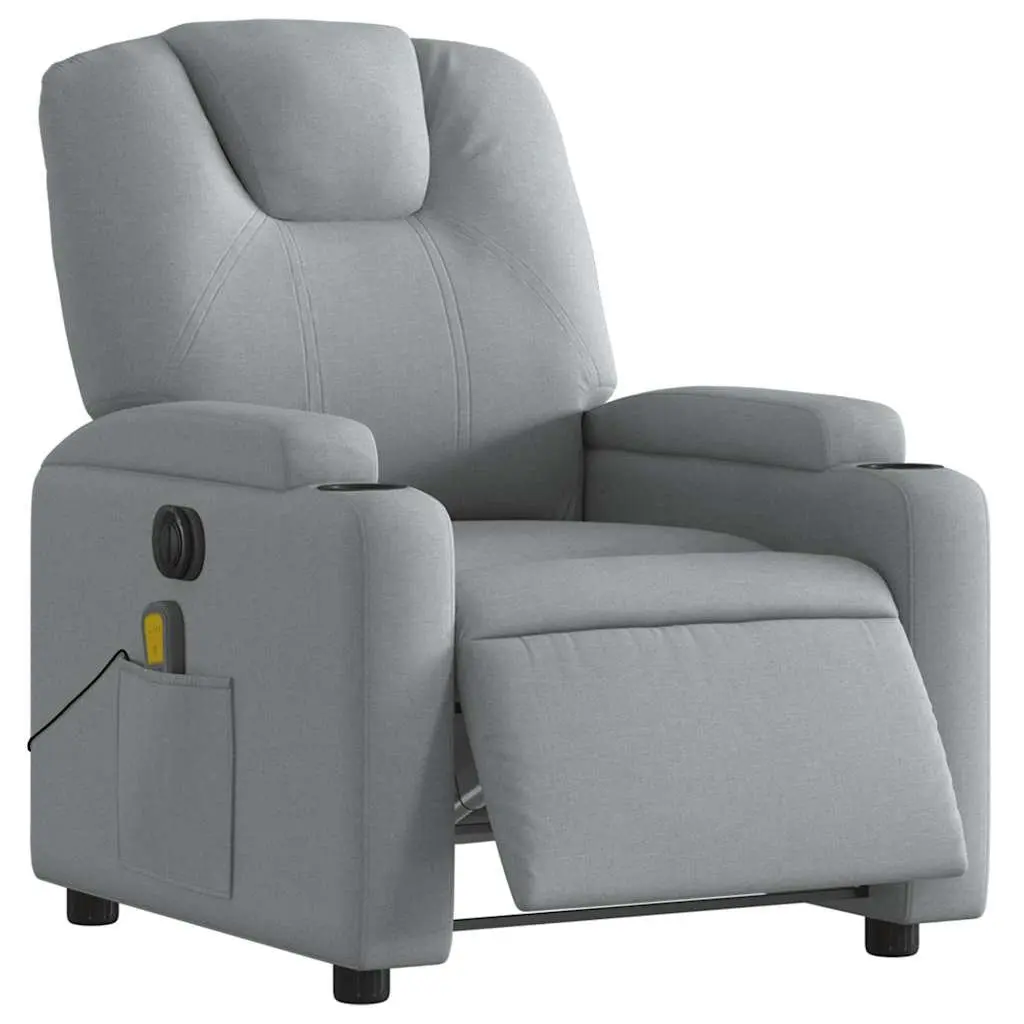 Electric Massage Recliner Chair Grey Fabric 135 Degrees Adjustable USB Power
