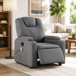 Electric Massage Recliner Chair in Grey Fabric