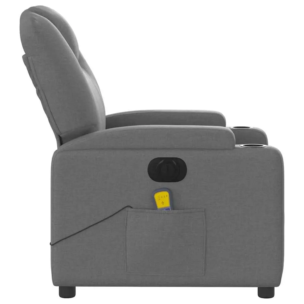 Electric Massage Recliner Chair Grey Fabric 135 Degrees Wood and Metal