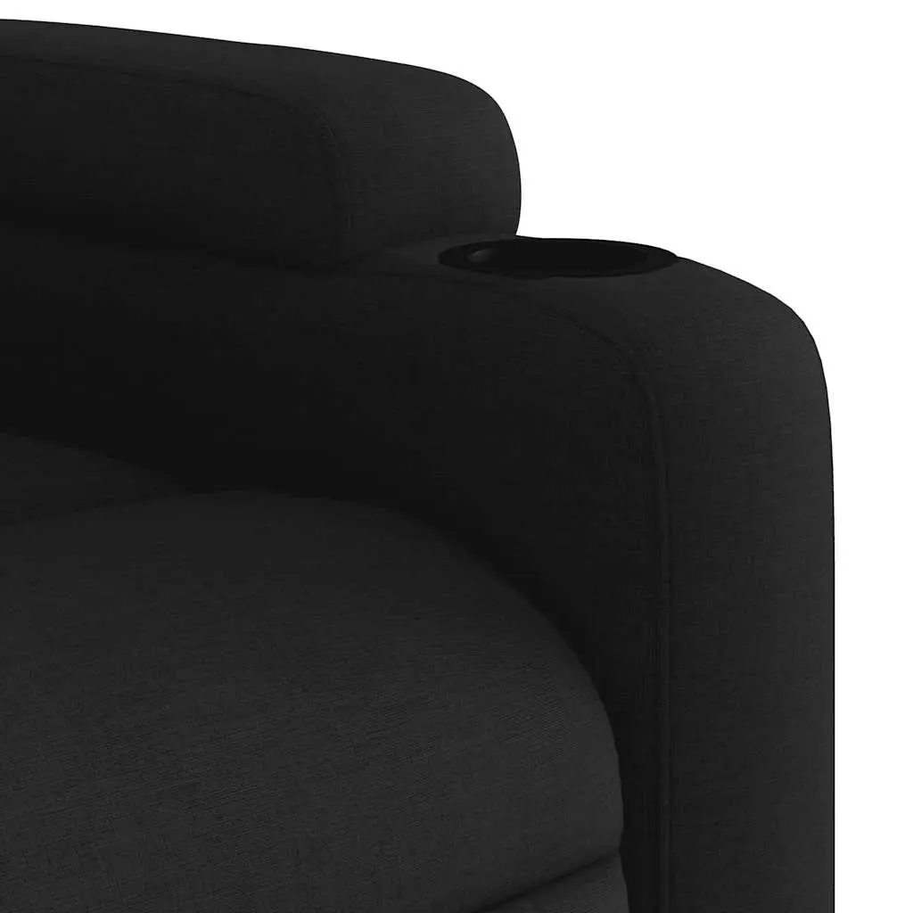 Electric Massage Recliner Chair Black Fabric Motorised Lounger with Footrest and Vibration