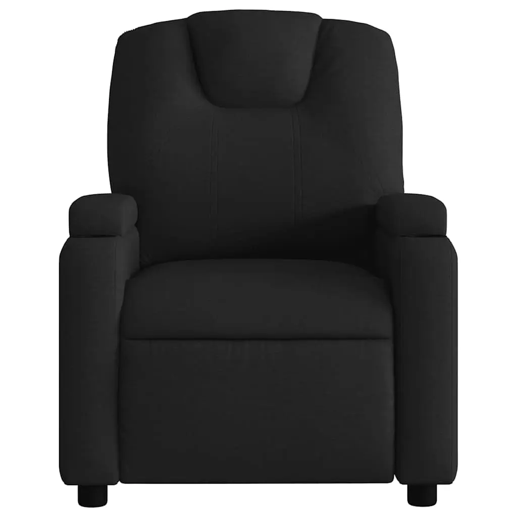 Electric Massage Recliner Chair Black Fabric Motorised Lounger with Footrest and Vibration