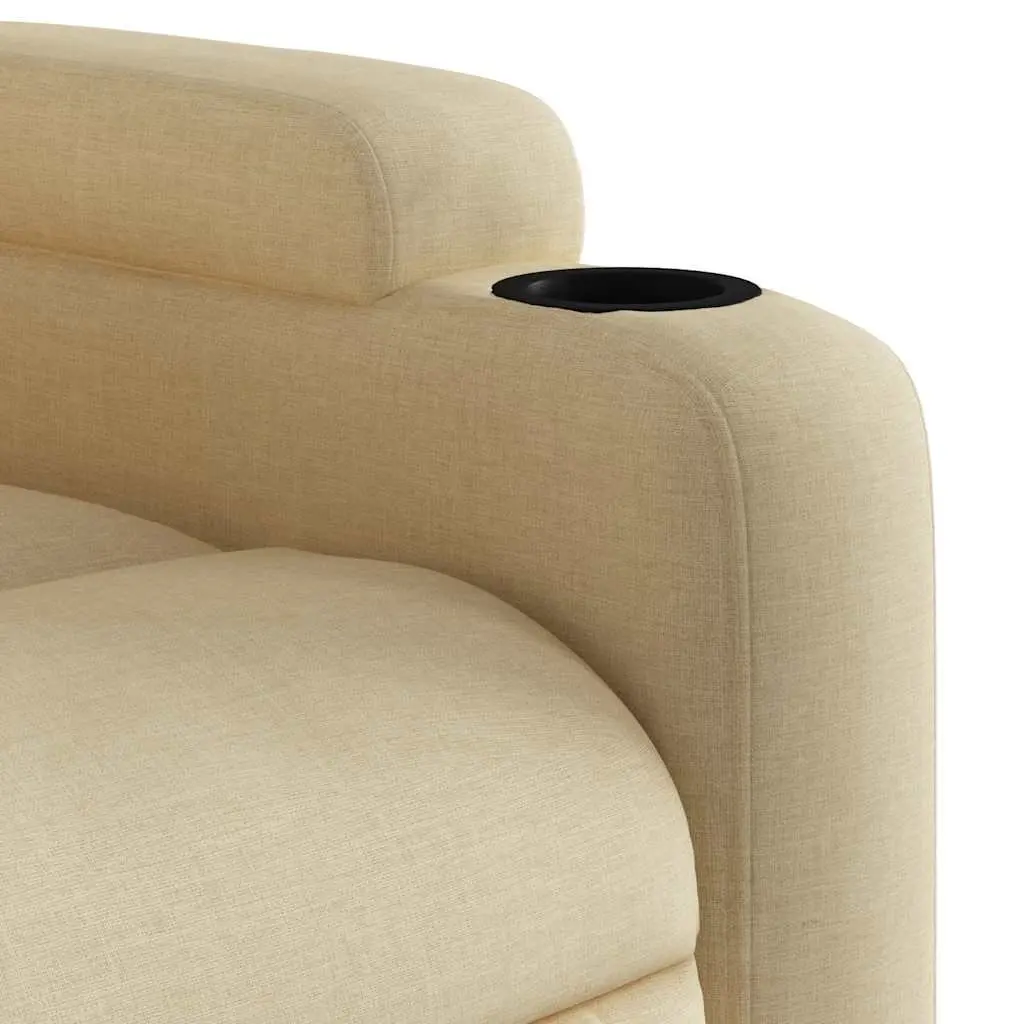 Electric Massage Recliner Chair Cream Fabric Adjustable Footrest