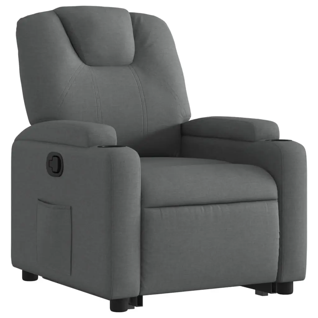 Stand Up Recliner Chair Dark Grey Fabric Electric Power Lift Manual Recline
