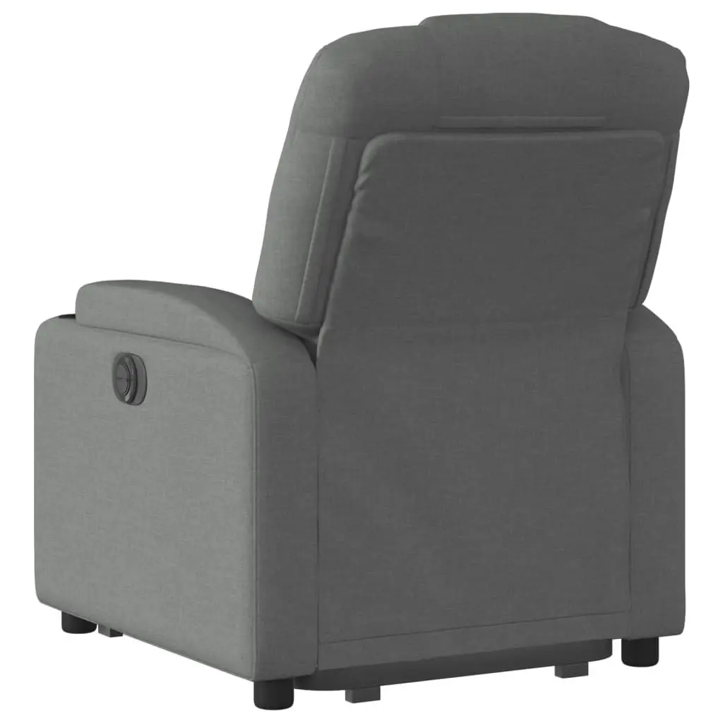 Stand Up Recliner Chair Dark Grey Fabric Electric Power Lift Manual Recline