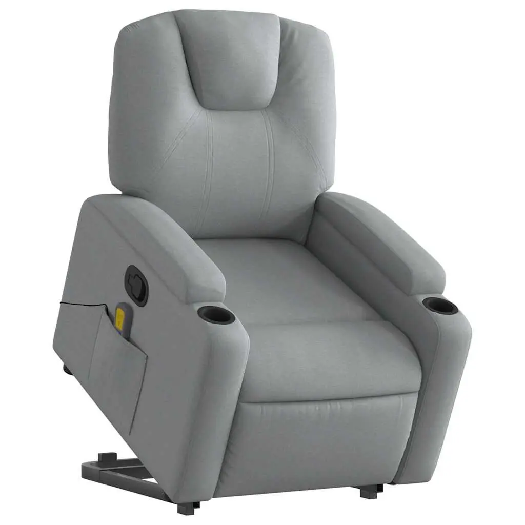 Electric Massage Recliner Chair Grey Fabric Power Lift Adjustable Armchair