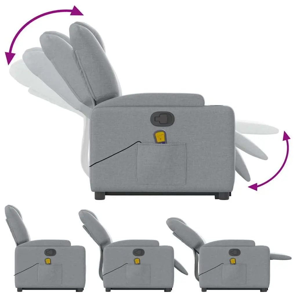 Electric Massage Recliner Chair Grey Fabric Power Lift Adjustable Armchair