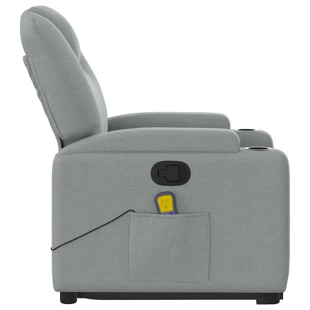 Electric Massage Recliner Chair Grey Fabric Power Lift Adjustable Armchair