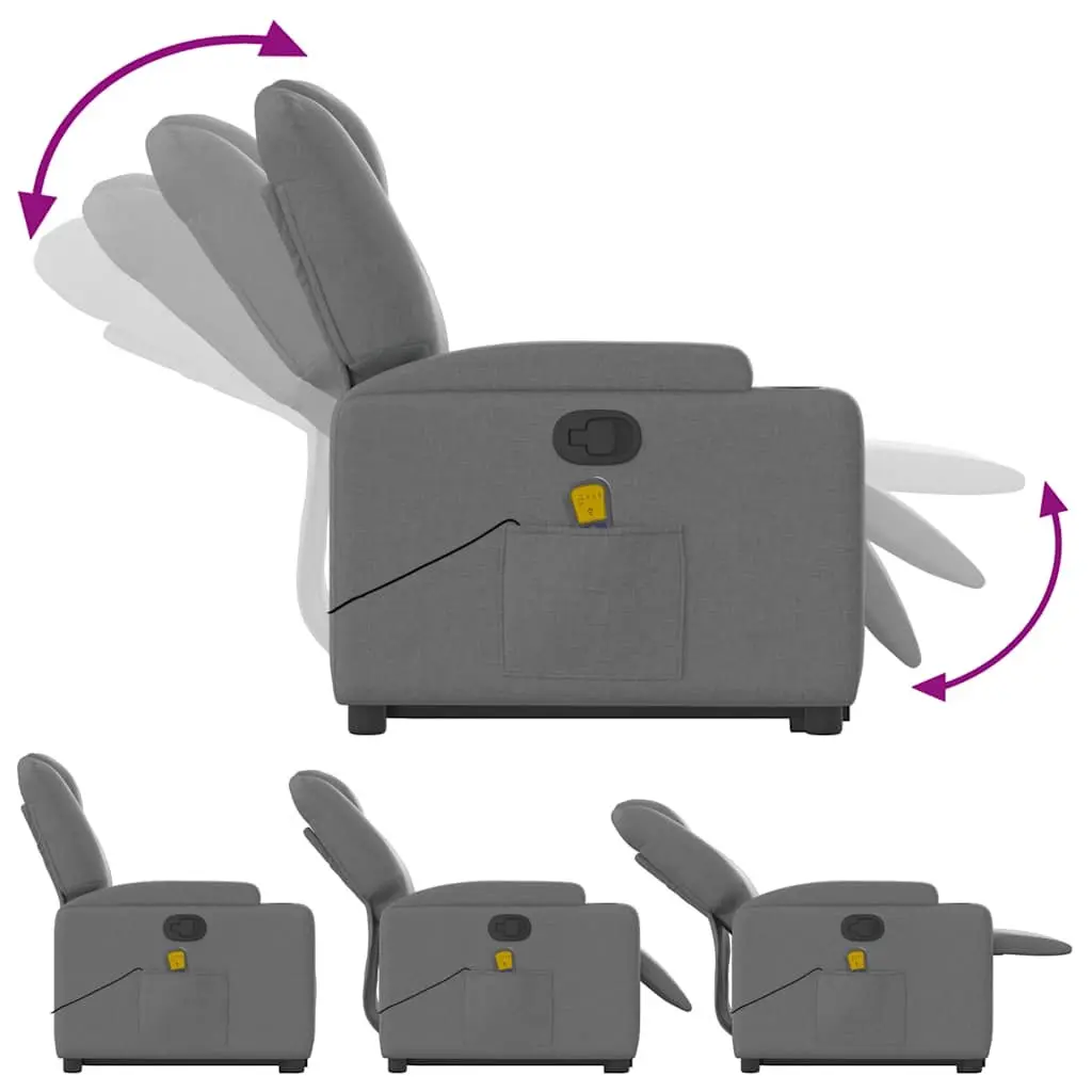 Electric Massage Recliner Chair Grey Fabric Power Lift Armchair