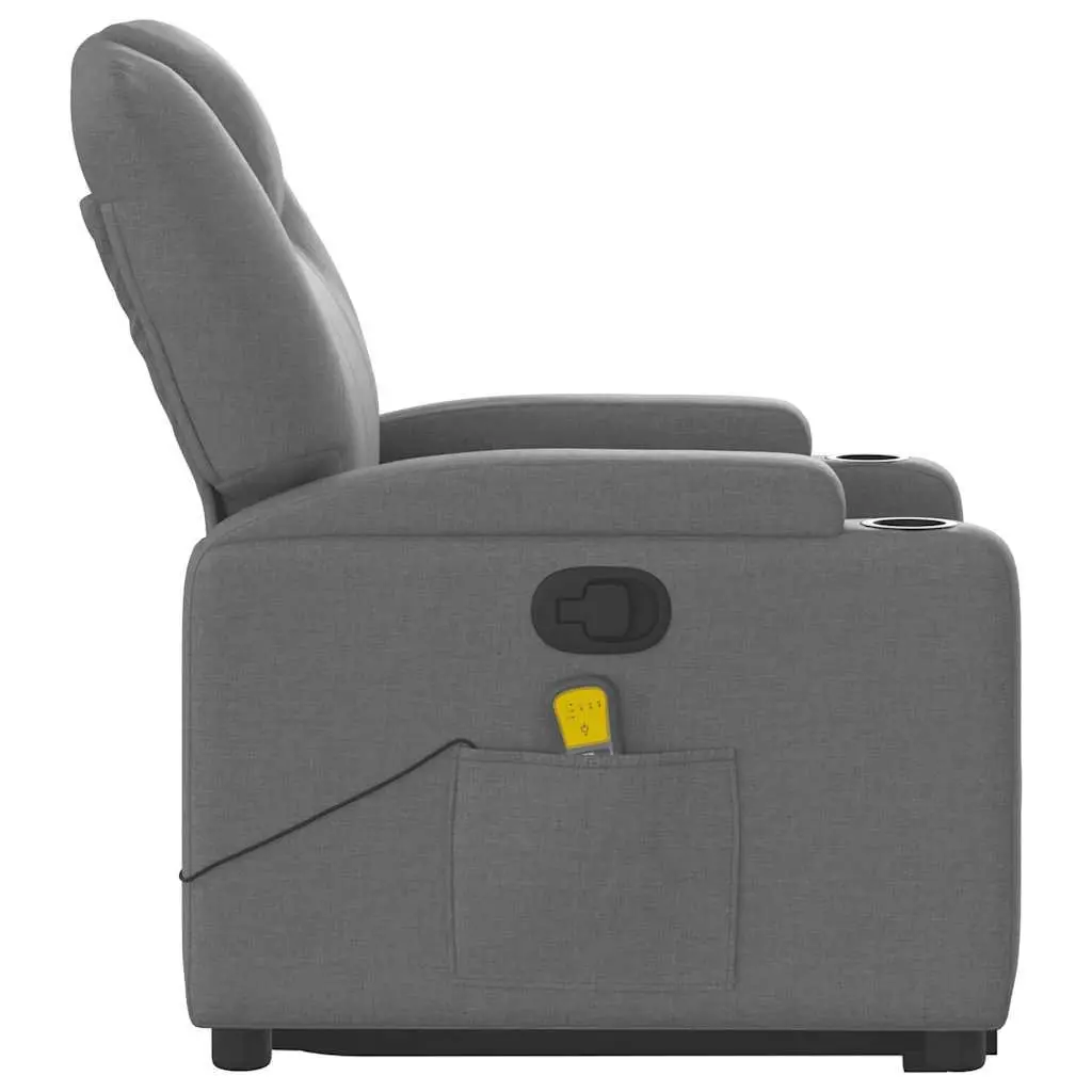 Electric Massage Recliner Chair Grey Fabric Power Lift Armchair