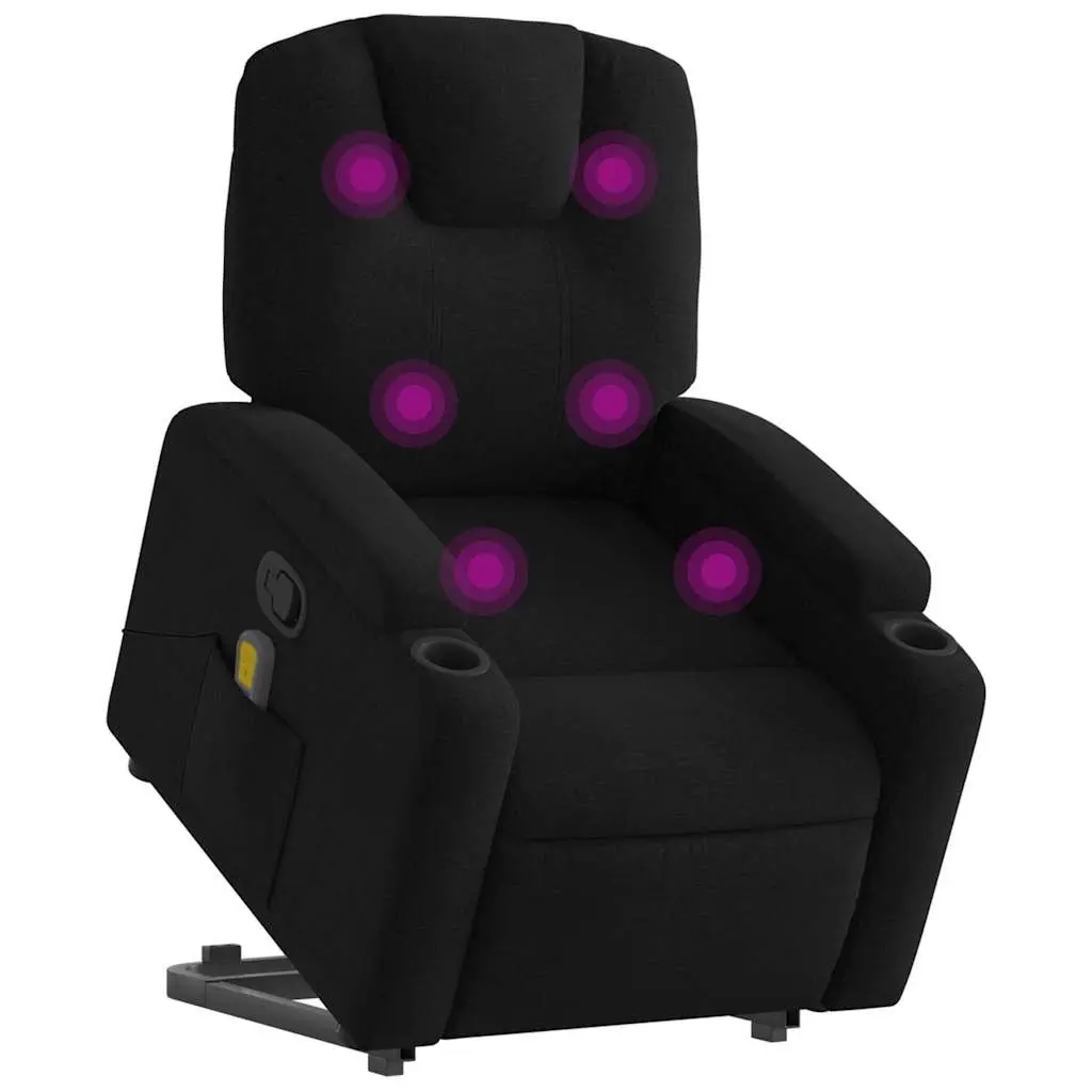 Electric Massage Recliner Chair Black Fabric Power Lift Armchair