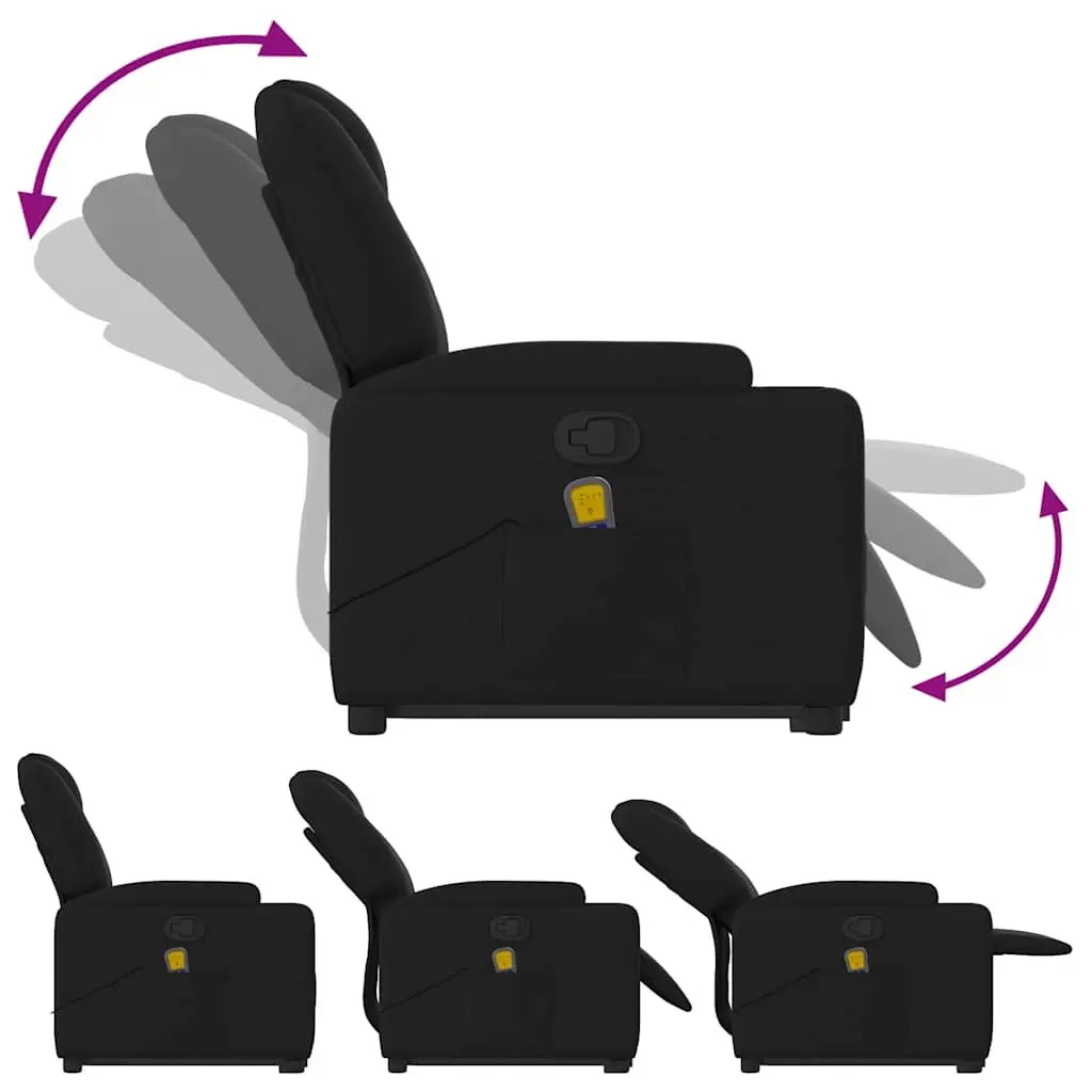 Electric Massage Recliner Chair Black Fabric Power Lift Armchair
