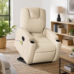 Electric Power Lift Massage Recliner Chair in Cream