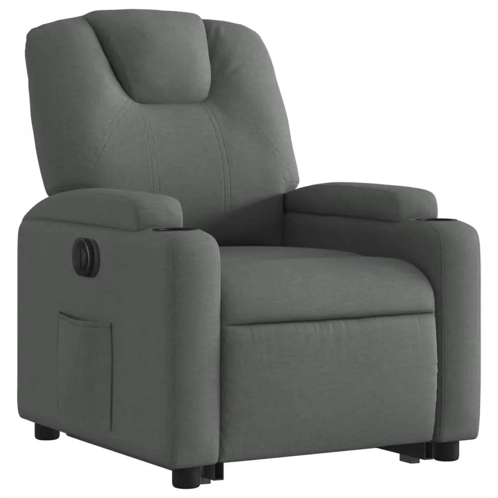 Electric Stand Up Recliner Chair Grey Fabric Power Lift Armchair
