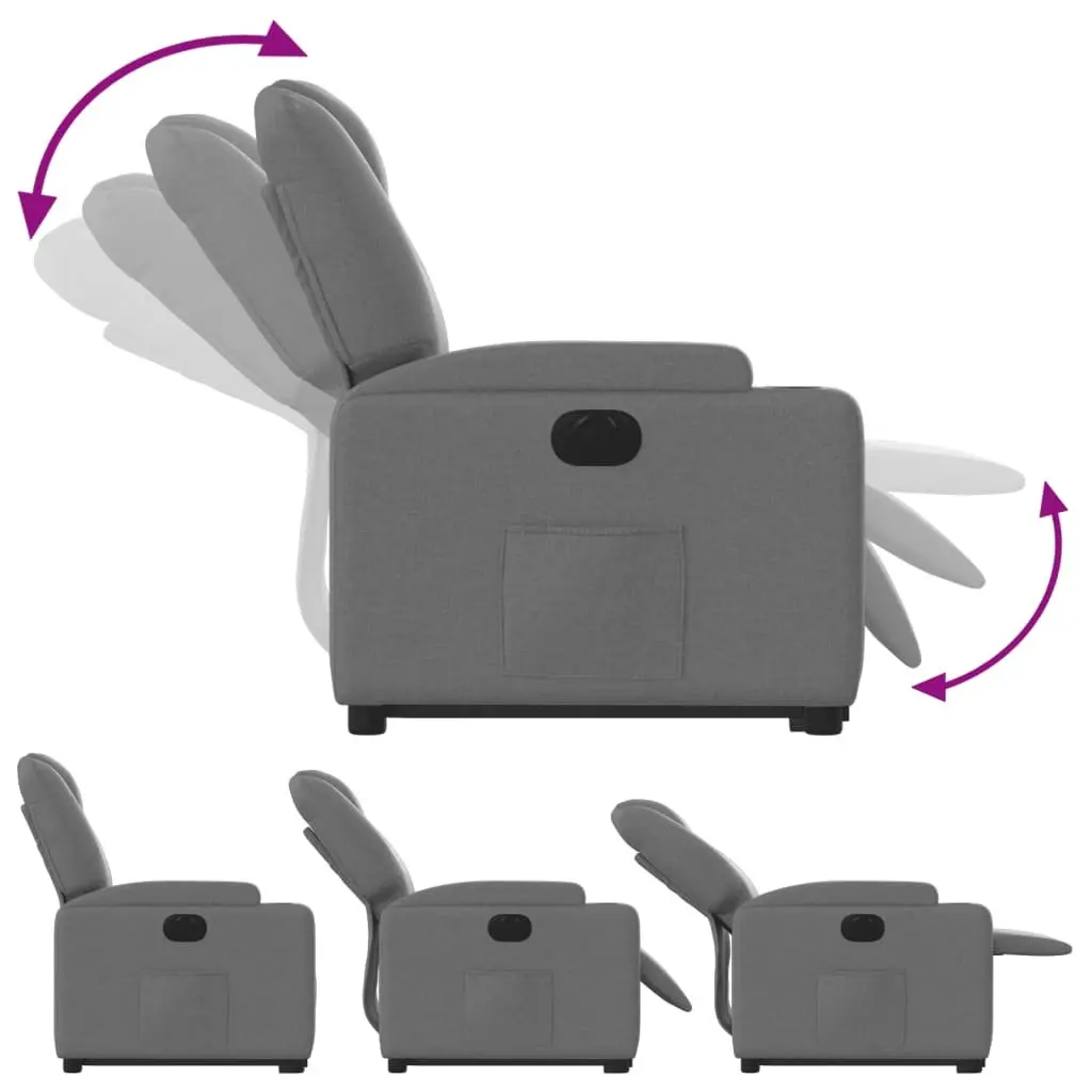 Electric Stand Up Recliner Chair Grey Fabric Power Lift Armchair
