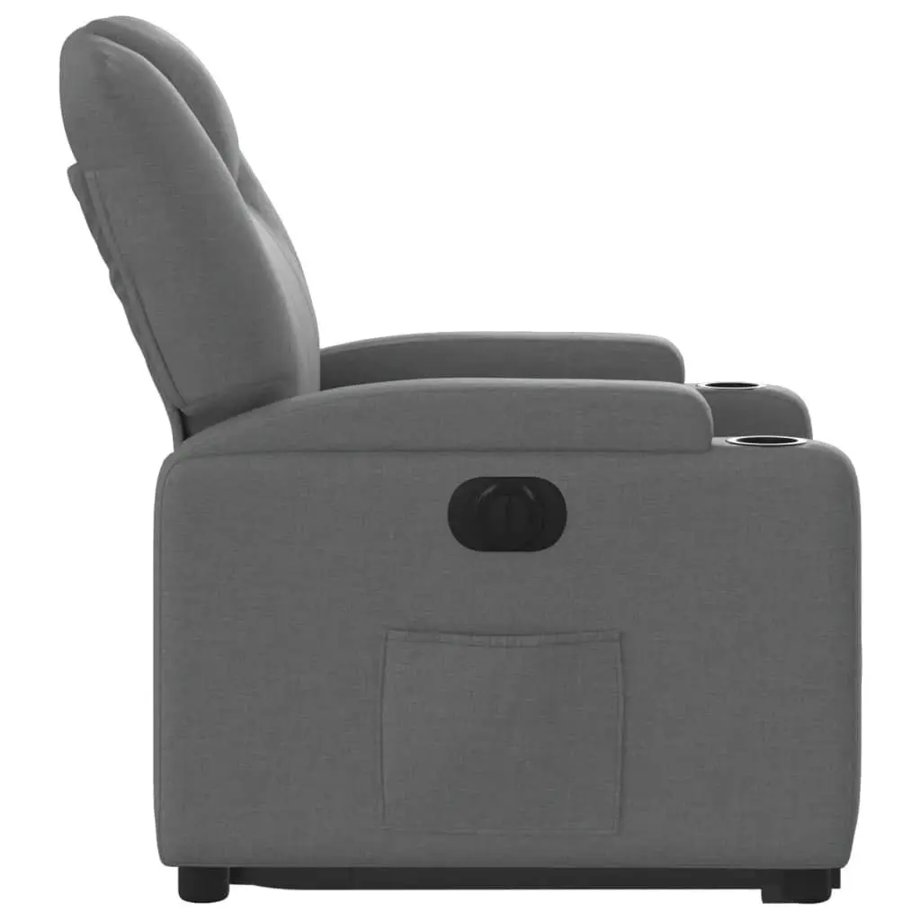 Electric Stand Up Recliner Chair Grey Fabric Power Lift Armchair