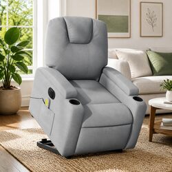 Grey Fabric Electric Lift Massage Recliner Chair
