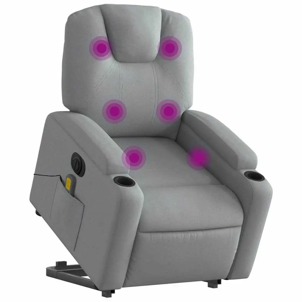 Electric Massage Recliner Chair Grey Fabric Power Lift Armchair