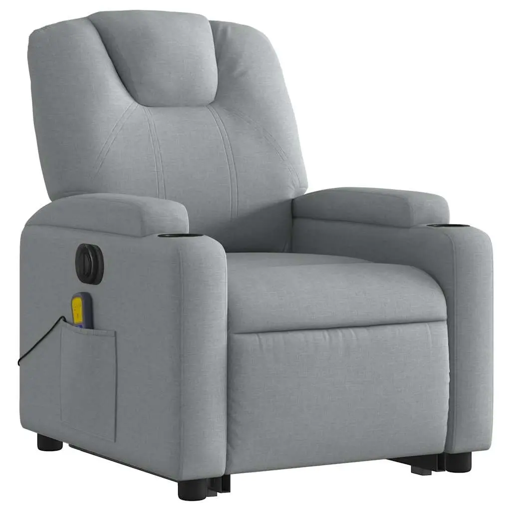 Electric Massage Recliner Chair Grey Fabric Power Lift Armchair