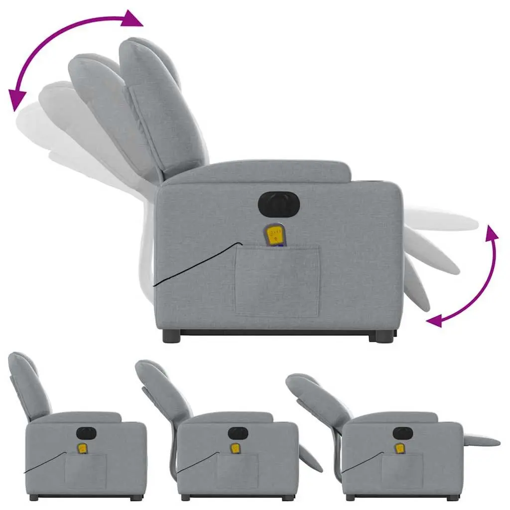 Electric Massage Recliner Chair Grey Fabric Power Lift Armchair