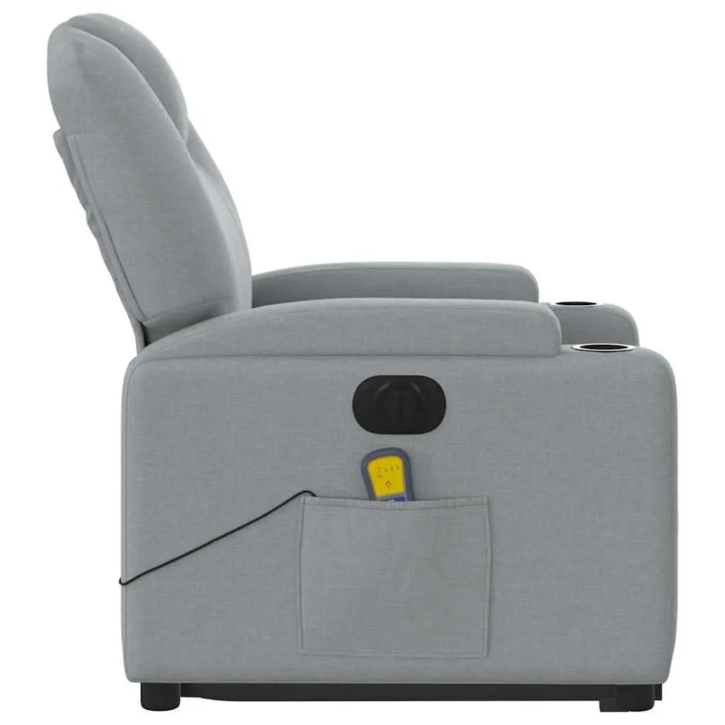 Electric Massage Recliner Chair Grey Fabric Power Lift Armchair