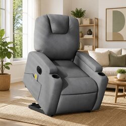 Power Lift Massage Recliner Chair in Grey Fabric