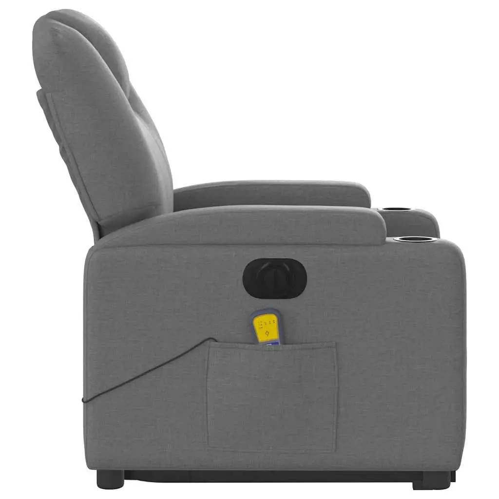 Electric Massage Recliner Chair Grey Fabric Power Lift Armchair