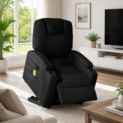 Black Fabric Electric Massage Recliner Chair with Lift