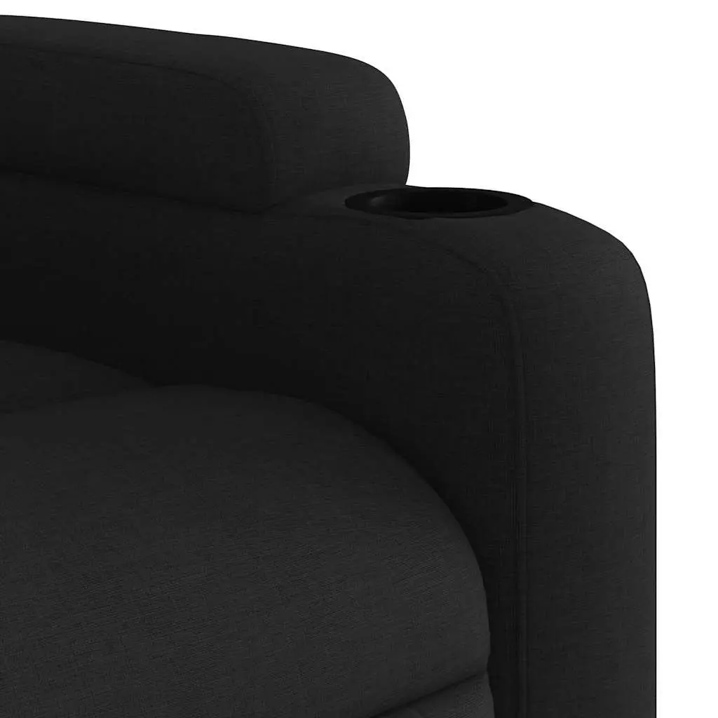 Electric Massage Chair Black Fabric Stand Up Recliner 135 Degrees Vibration