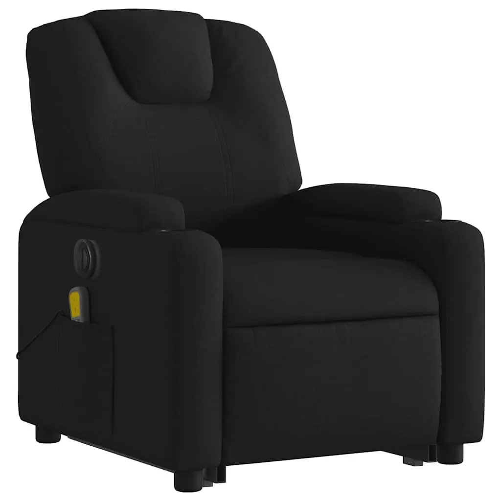 Electric Massage Chair Black Fabric Stand Up Recliner 135 Degrees Vibration