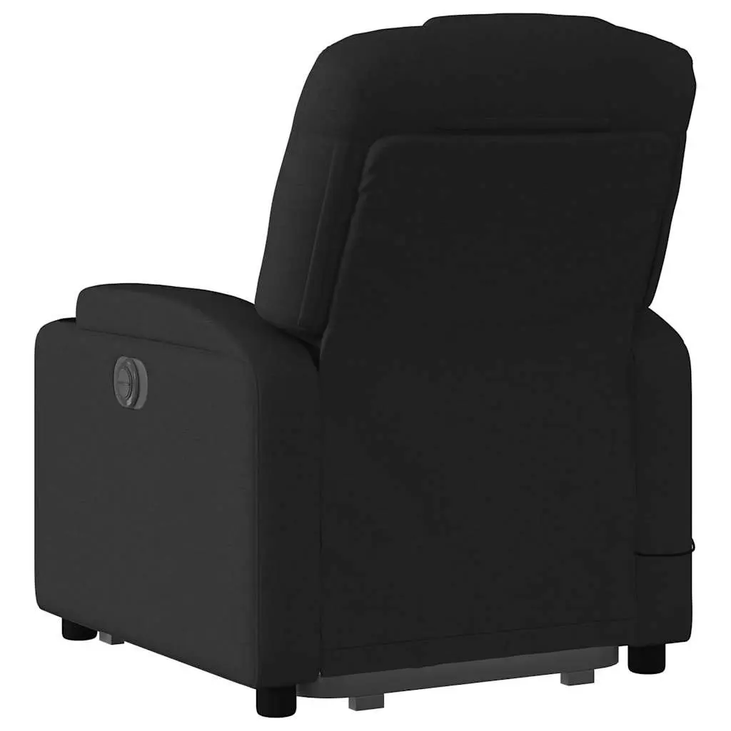 Electric Massage Chair Black Fabric Stand Up Recliner 135 Degrees Vibration