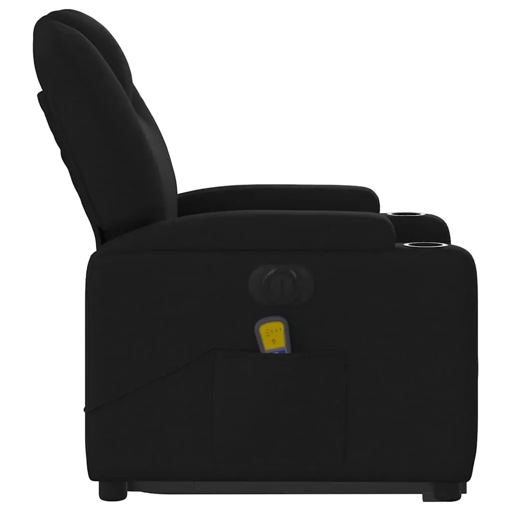 Electric Massage Chair Black Fabric Stand Up Recliner 135 Degrees Vibration