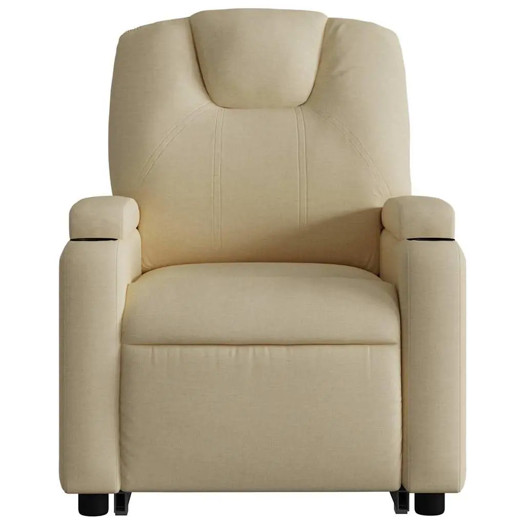 Electric Massage Recliner Chair Cream Power Lift 135 Degrees Fabric