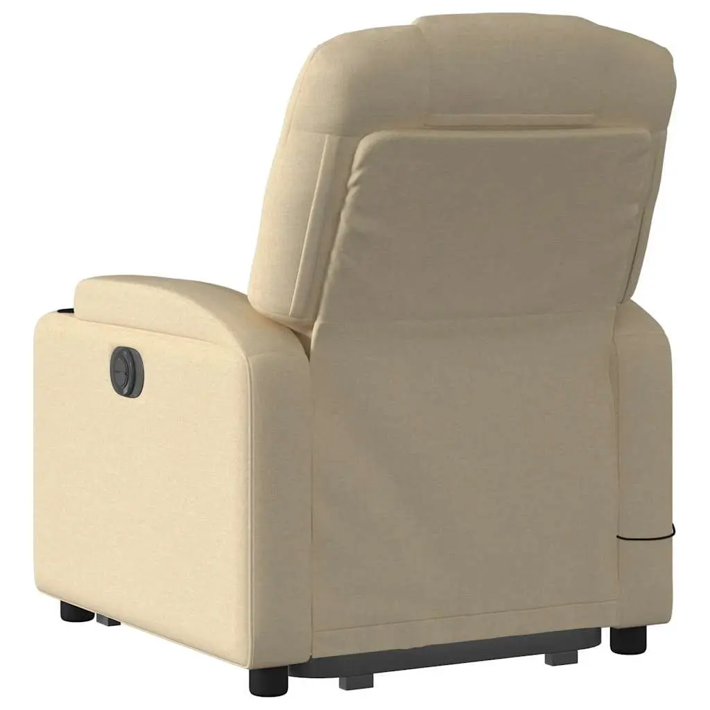 Electric Massage Recliner Chair Cream Power Lift 135 Degrees Fabric