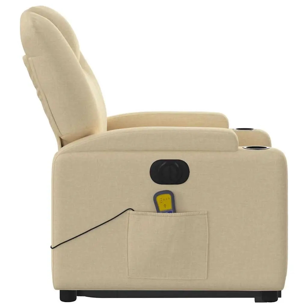 Electric Massage Recliner Chair Cream Power Lift 135 Degrees Fabric