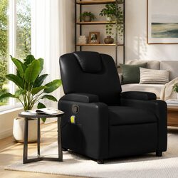 Cozy Black Faux Leather Massage Recliner Chair