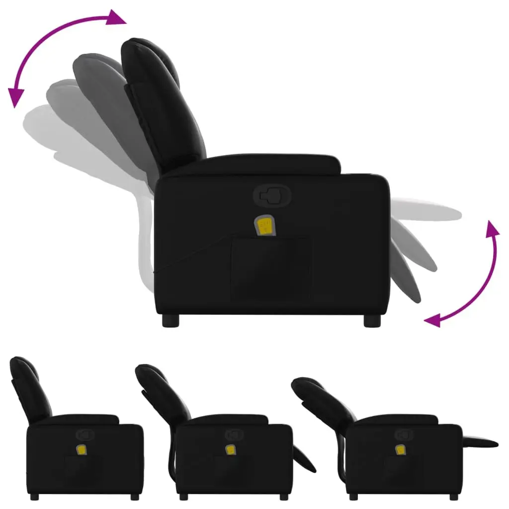 Massage Recliner Chair Black Faux Leather Manual Recline Vibration Armchair