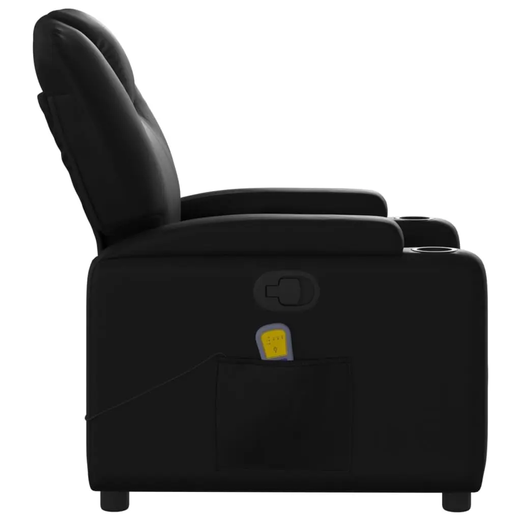 Massage Recliner Chair Black Faux Leather Manual Recline Vibration Armchair