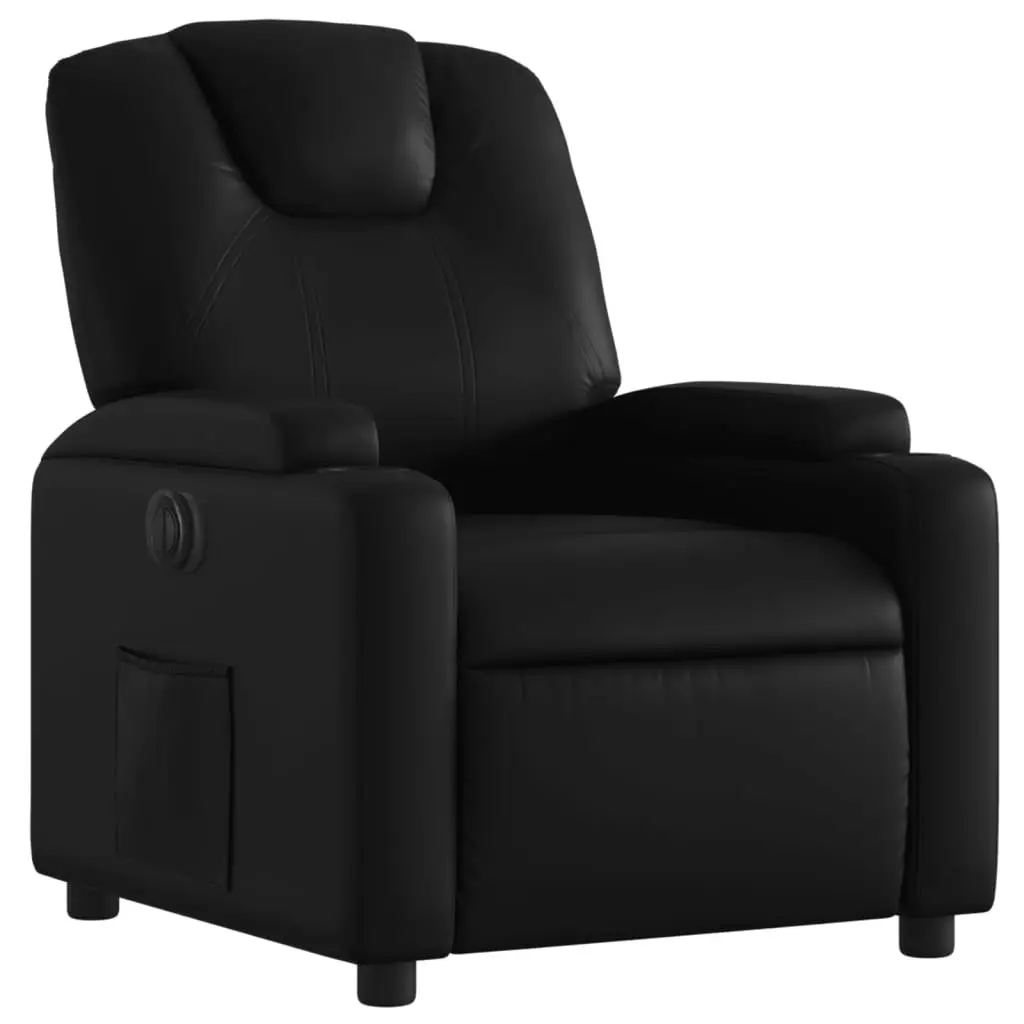 Electric Recliner Chair Black Faux Leather Armchair with Cup Holders
