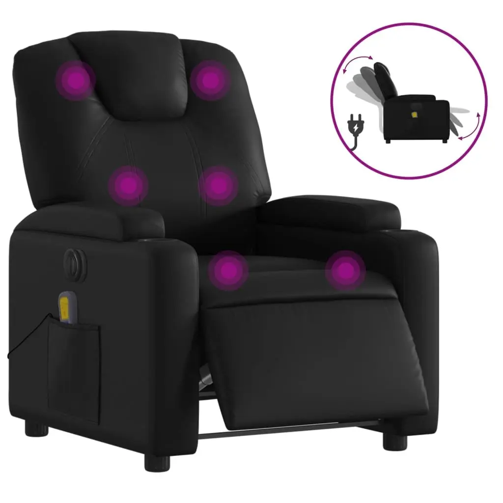 Electric Massage Recliner Chair Black Faux Leather 135 Degrees Adjustable Armchair