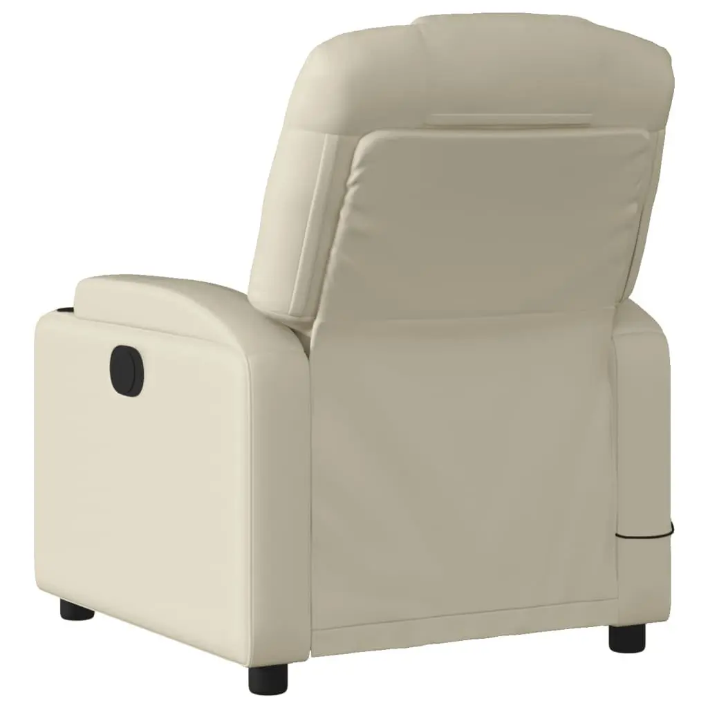 Electric Massage Recliner Chair Cream Faux Leather 135 Degrees Adjustable Armchair